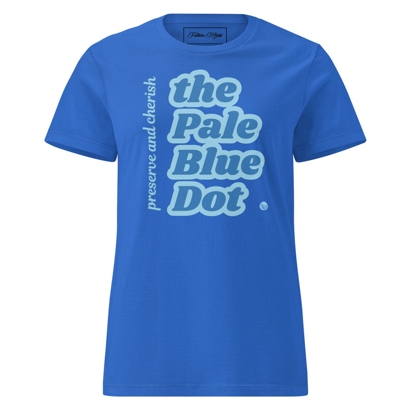 Women's Royal Blue Pale Blue Dot Science T-shirt by Faithless Mortal